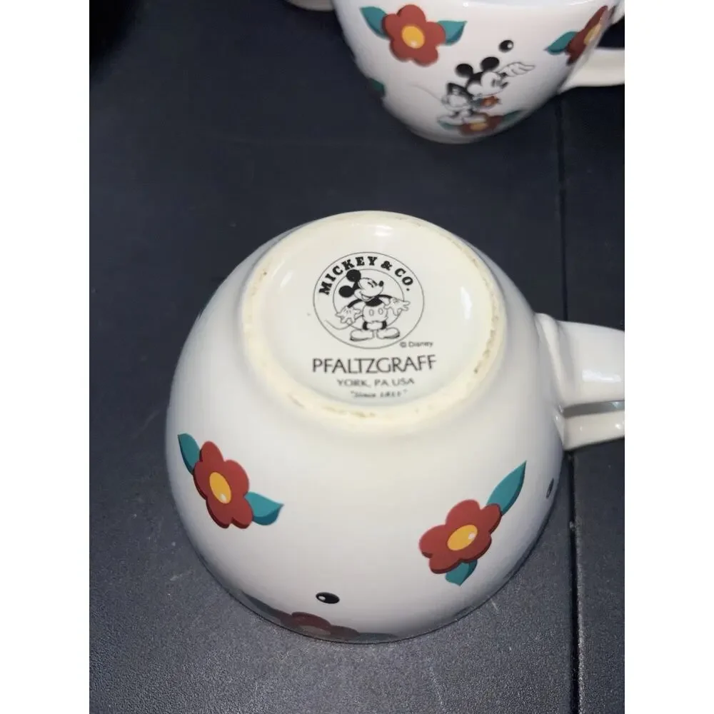 6 Vtg Disney PFALTZGRAFF MICKEY MOUSE Coffee Tea Mugs Cups RARE